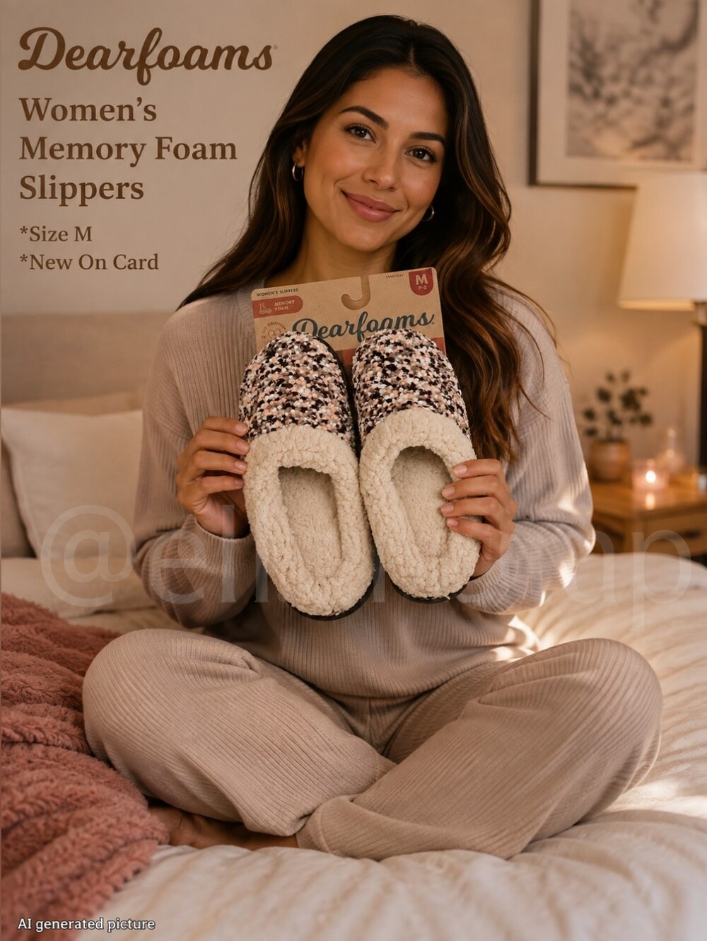 Dearfoams Women’s Memory Foam Slippers Size M New On Card
